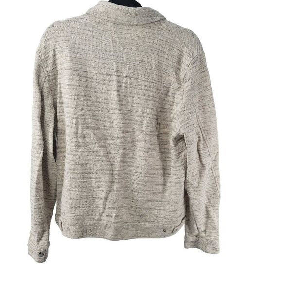 Zara Jacket Tweed Cream Blazer Zip Up Zipper Pockets Long Sleeves Knit Large - Picture 2 of 7